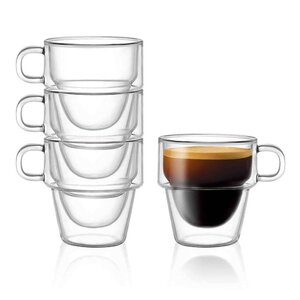 JoyJolt Stoiva Stackable Double Wall Espresso Glasses, 5oz.