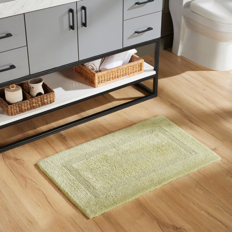 Rozanne Reversible Cotton Bath Rug, Sage, 21" x 34" Rectangle