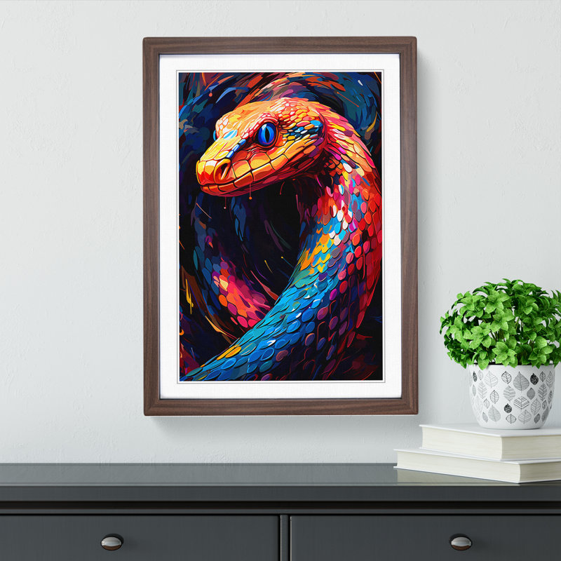 Python Abstract - Framed Print, 64cm H x 46cm W x 2cm D, Walnut