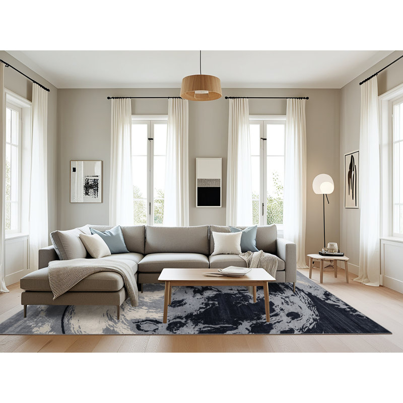 Tapis gris lavable à la machine, Rectangulaire 8 pi x 12 pi