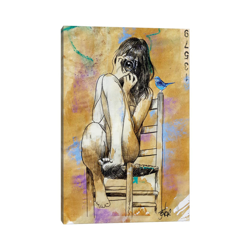 Click Bluebird by Loui Jover - Wrapped Canvas Print, 20.32 cm H x 30.48 cm W
