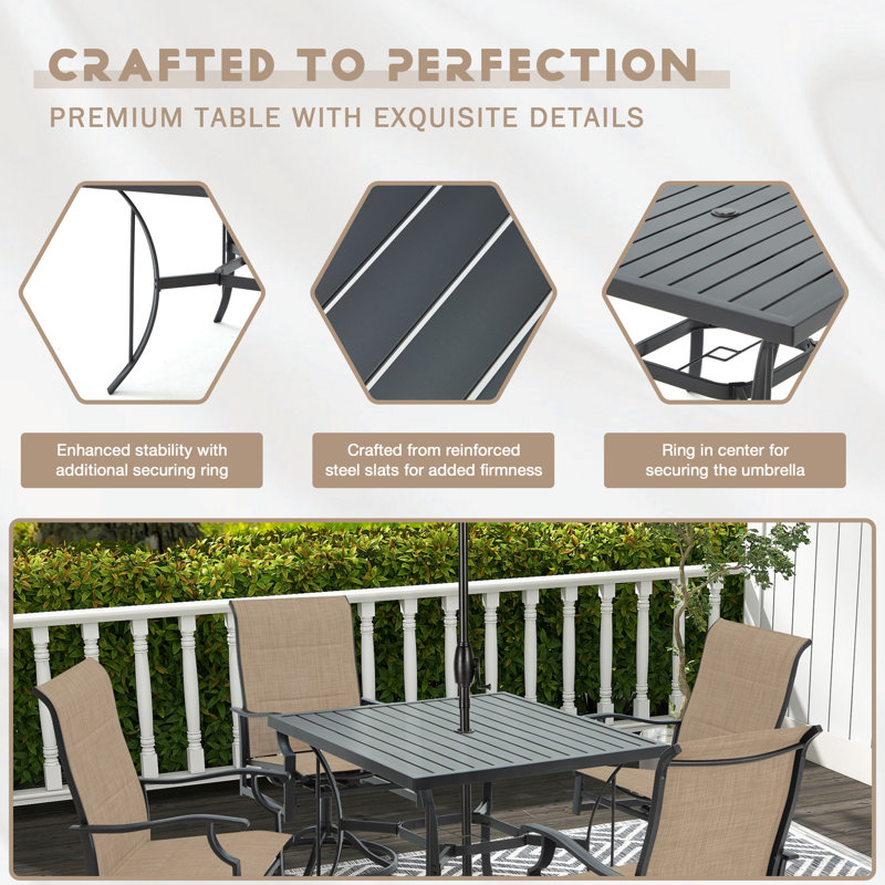 4 - Person Patio Dining Set with Square Table, Brown