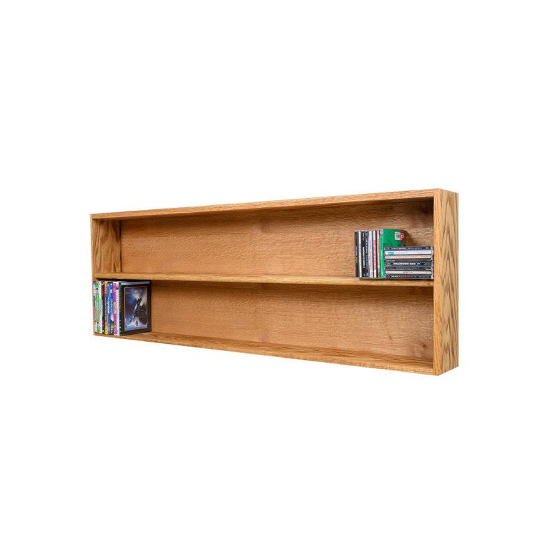 Shelf-Style Wooden CD/DVD/VHS Rack - 08 Series, Dark, 18" H x 52" W x 5.25" D