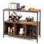 Buffet moderne à 3 compartiments avec structure en métal et pieds réglables, brun rustique