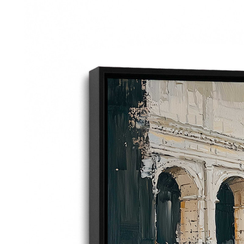 Roman Colosseum Light, H 12,75 po x l 18,75 po, Impression encadrée sans passe-partout, Noir satiné