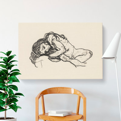 Portrait of a Woman Vol.4 by Egon Schiele - Wrapped Canvas Drawing