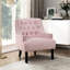 Chaise en chenille rose avec construction en bois massif et bouton - pour la décoration de la pièce de salon-1522177777