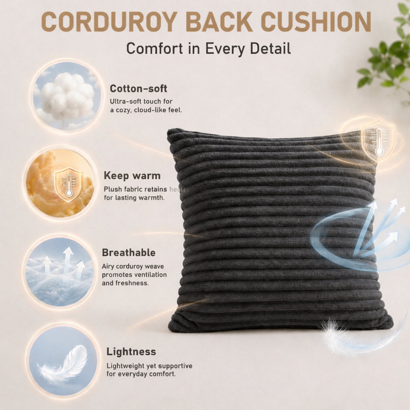 Canapé à compression modulaire Boneless, Noir, Velours côtelé