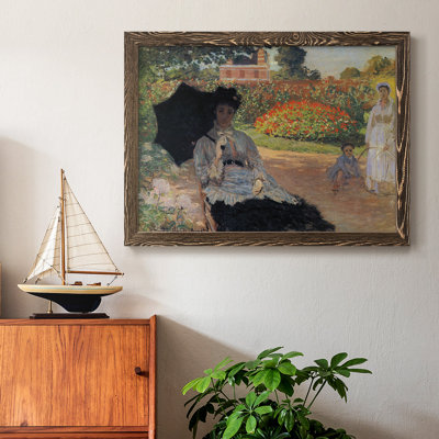 Camille dans le jardin avec Jean et sa nourrice, peinture sur toile