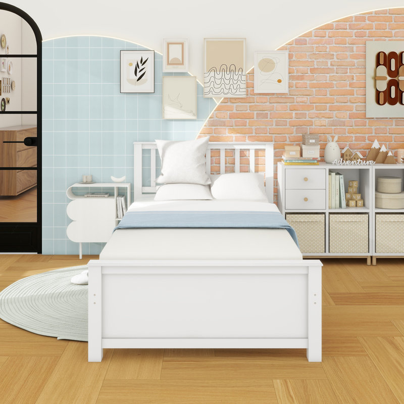 Rashodd Solid Wood Slat Bed, White