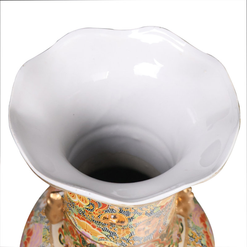Japanese Satsuma Fluted Vase with Handles
