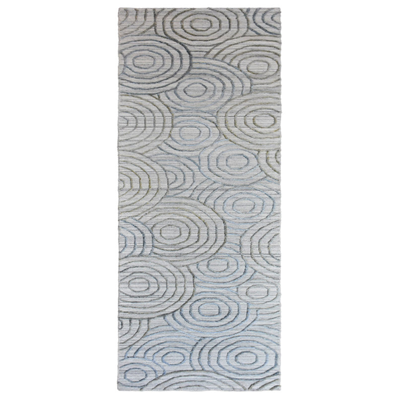 Hand Woven Overtufted Kilim Geometric Polypropylene Light Gray Runner Indoor Area Rugs, Runner 2'6'' x 10'