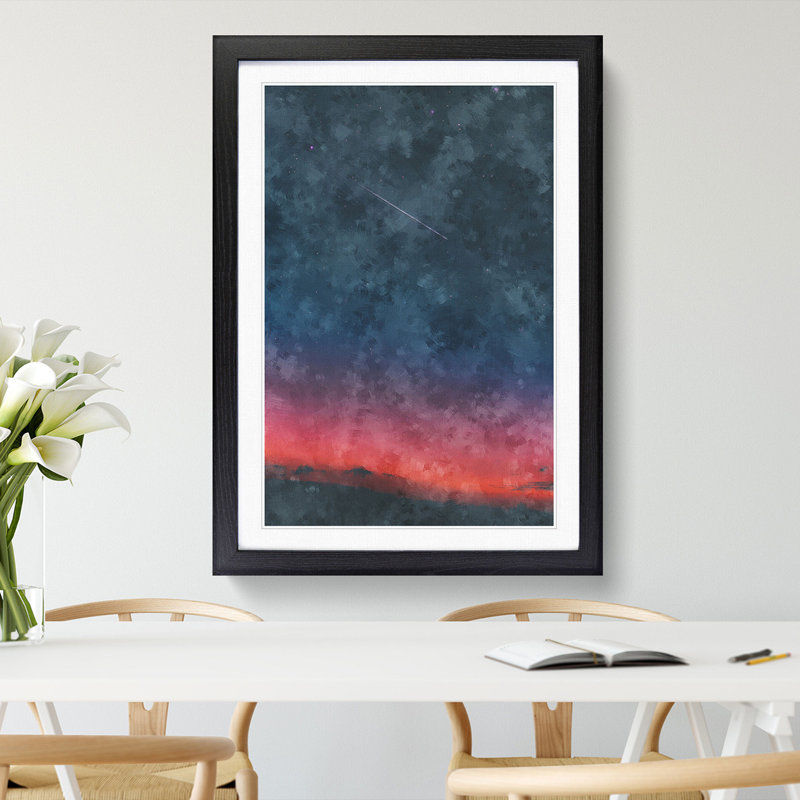 Shooting Star Over Mexico Painting - Framed Print, 63cm H x 45cm W x 2cm D, Black Framed