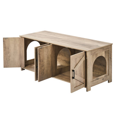 Cat Litter Cabinet With Aesthetic Design, P2 Grade Particle Board, Aluminum Alloy Handle, Spacious Interior Box Hidden
