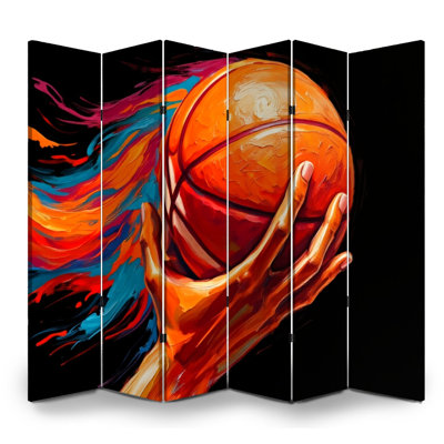 Cloison pliante 6 panneaux paravent Royal Basketball Peinture dynamique Splash Toile abstraite Toile de séparation