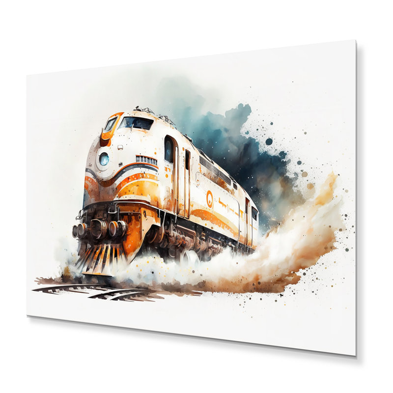 Train sur les rails, impression sur métal, H 24 po x l 32 po x P 1 po