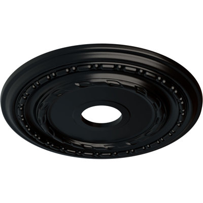 Endurathane Dublin Ceiling Medallion, 17 7/8"OD x 3 5/8"ID x 1 1/4"P (Fits Canopies up to 5 1/8"), Hand-Painted Jet Black Finish