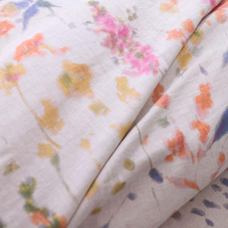 Pressed Flowers Farmhouse / Country Cotton Blend Machine Printed Floral Duvet Cover, King Duvet Cover