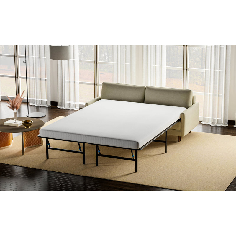 Matelas pour lit simple - couche de mousse à mémoire de forme de 1 po + base haute densité de 3,72 po tricotée et antidérapante en tissu tricoté blanc et gris
