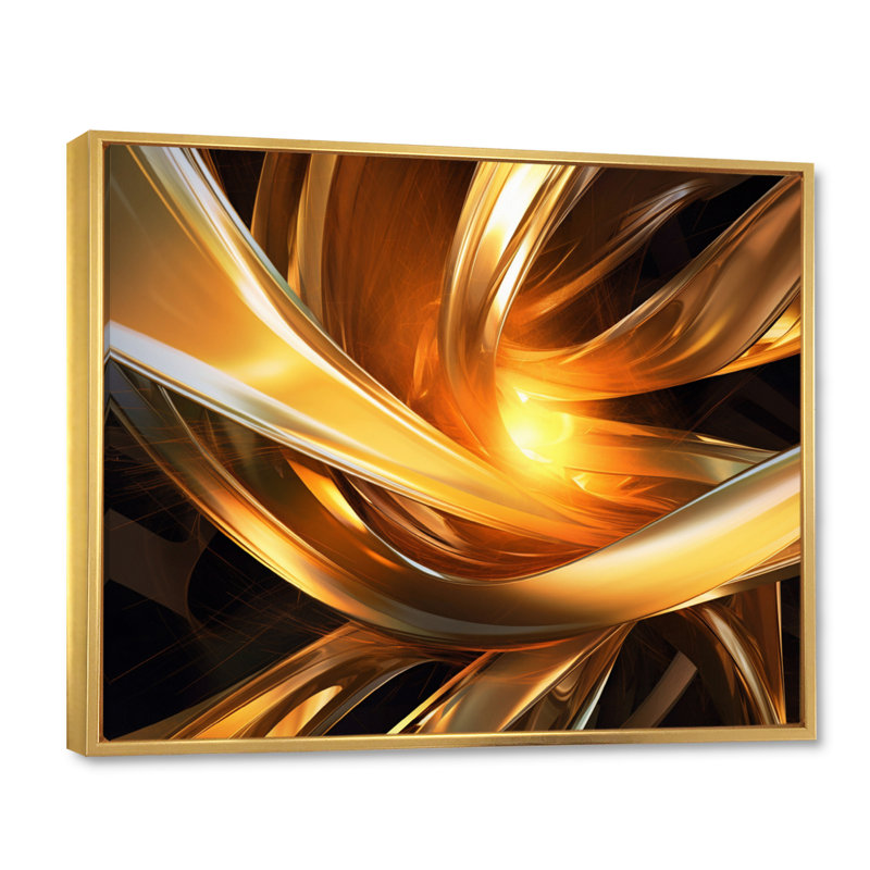 Or noir fractal Tide III - impression, H 34 po x l 44 po x P 1,5 po, Cadre flottant doré
