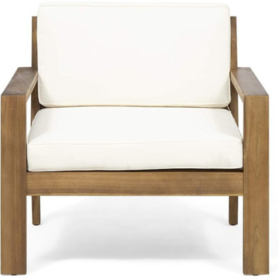 Fauteuils club d'extérieur en bois d'acacia avec coussins