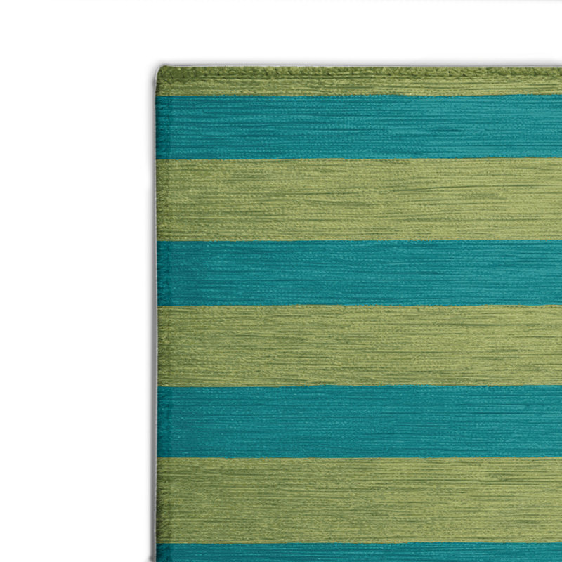 Tapis intérieur / extérieur vert HorizontalStripes, Rectangulaire 2 pi x 3 pi