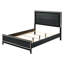 Grand lit à DEL noir et usé - construction synthétique robuste, capacité de poids de 660 lb, conception élégante avec éclairage intégré et garniture argentée