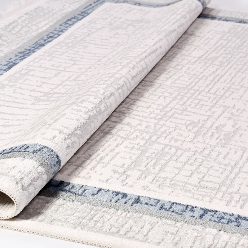 Tapis oriental beige / bleu lavable à la machine, Tapis de couloir 2 pi 8 po x 9 pi 11 po