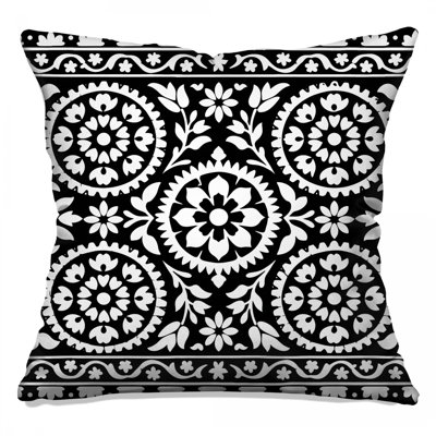 Coussins décoratifs noirs et blancs à motif floral