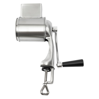 Silver Stainless Steel Manual Rotary Grater with 5 Drum Blades for Kitchen