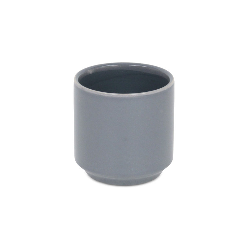 Handmade Ceramic Pot Planter, 4.5" H x 4.5" W x 4.5" D, Gray