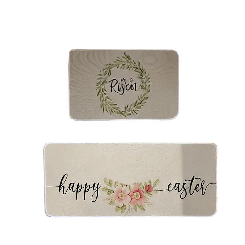  Ensemble de tapis de cuisine de Pâques 2 pièces Tapis de fête de Pâques à profil bas, C