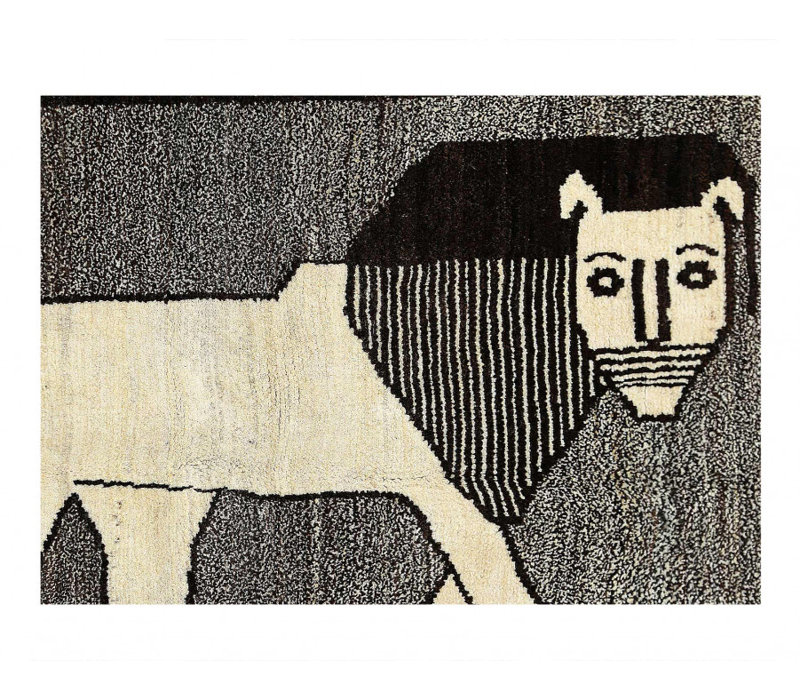 Tapis gris en laine d'agneau unique 3 pi 5 po x 6 pi 5 po Ashiya