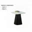 Table de bout en faux marbre avec bords arrondis doux et finition noire