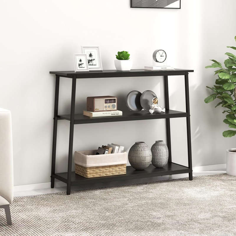 Console Livofloral, table basse à 3 niveaux, canapé, table d'entrée de 39,4 po, Noir