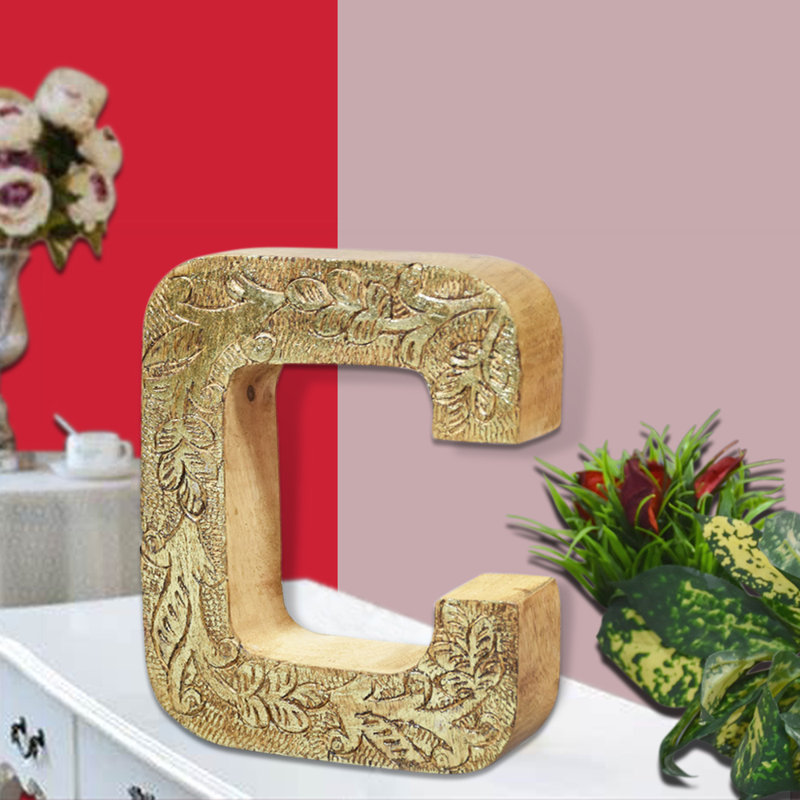 Haddam Text & Numbers Letter Block, Gold, C