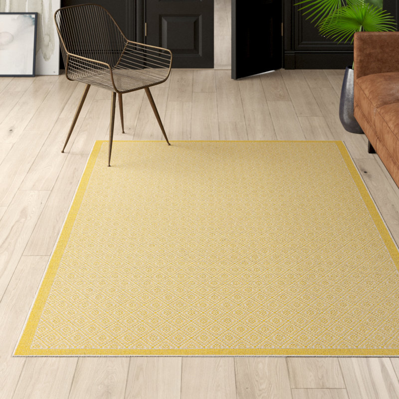 Tapis intérieur jaune Vacaville, Rectangle 8 pi 6 po x 13 pi
