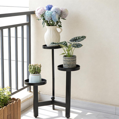 3 Tier Plant Stand - 25 Inch Iron Multi-Tiered Shelf