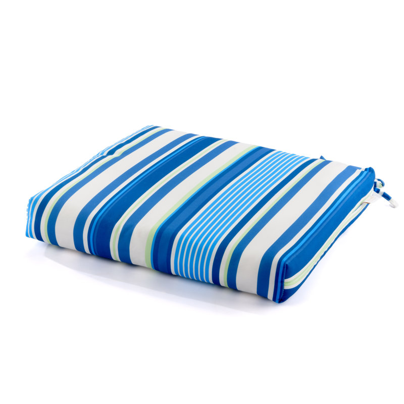 Coussin de chaise pour l'extérieur Lillian, Rayures de plage bleu marine / vert