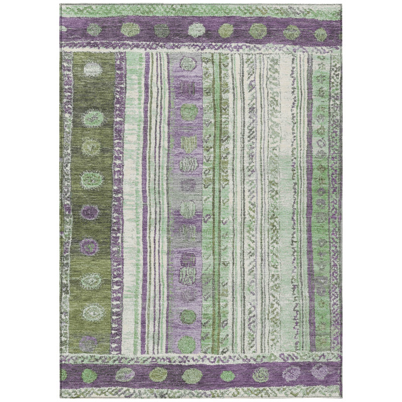 Machine Washable Indoor/Outdoor Xhevrie Purple Rug, Rectangle 5' x 7'6"