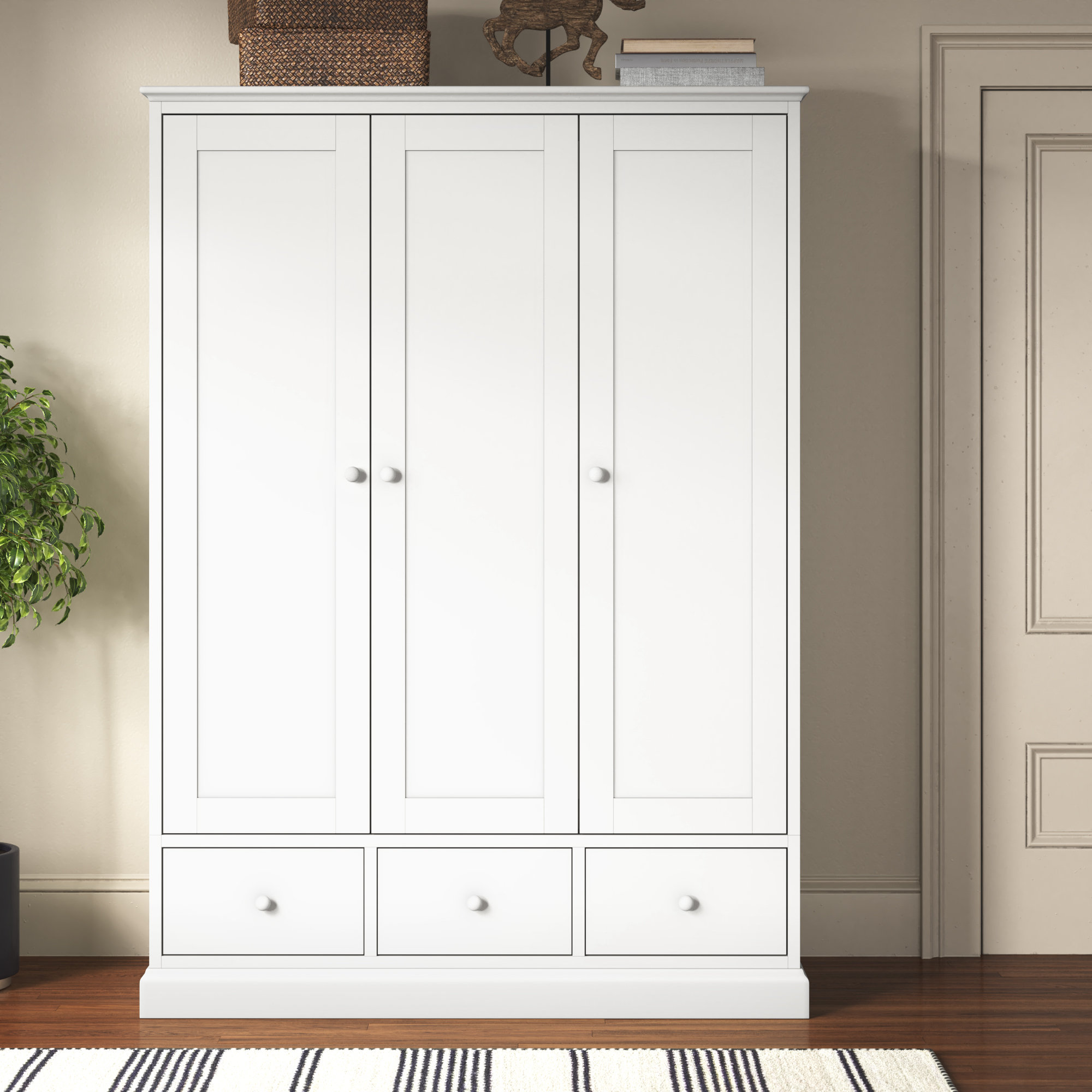 Three Posts Carolina 3 Door Solid Wood Wardrobe | Wayfair.co.uk