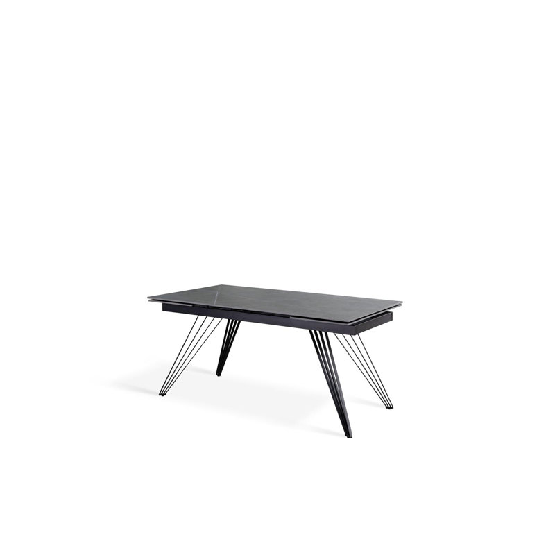 Laticia Extendable Metal Base Dining Table, Grey