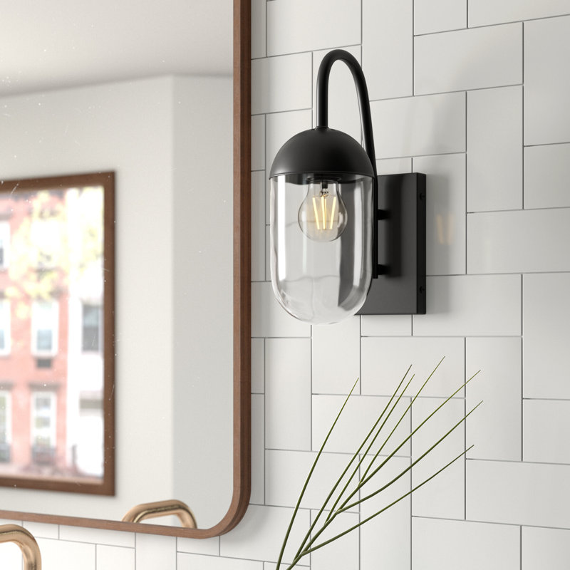 Burrus Dimmable Bath Sconce, Black, Clear