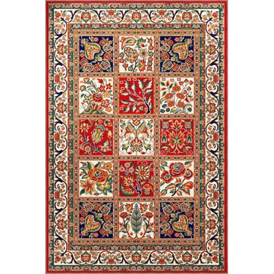 Red Color Plaid Geometric Modern Decorative Rug