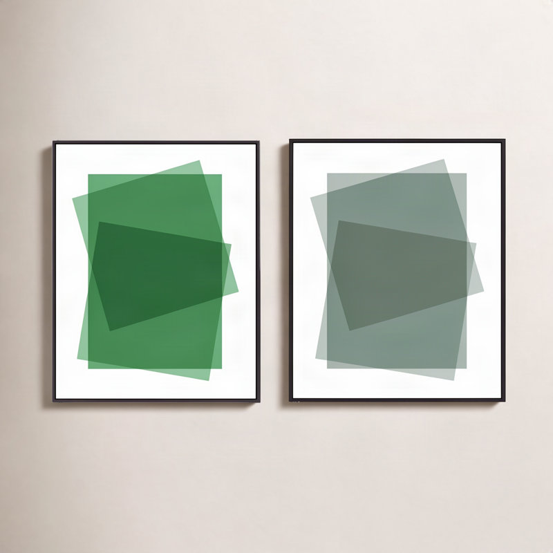 Green & Sage Kaml Print by Jacques Pilon, Black Framed Canvas, 30" H x 24" W