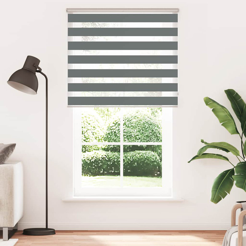 George Oliver Zebra Blind Polyester, Dark Grey, 125cmW x 200cmL