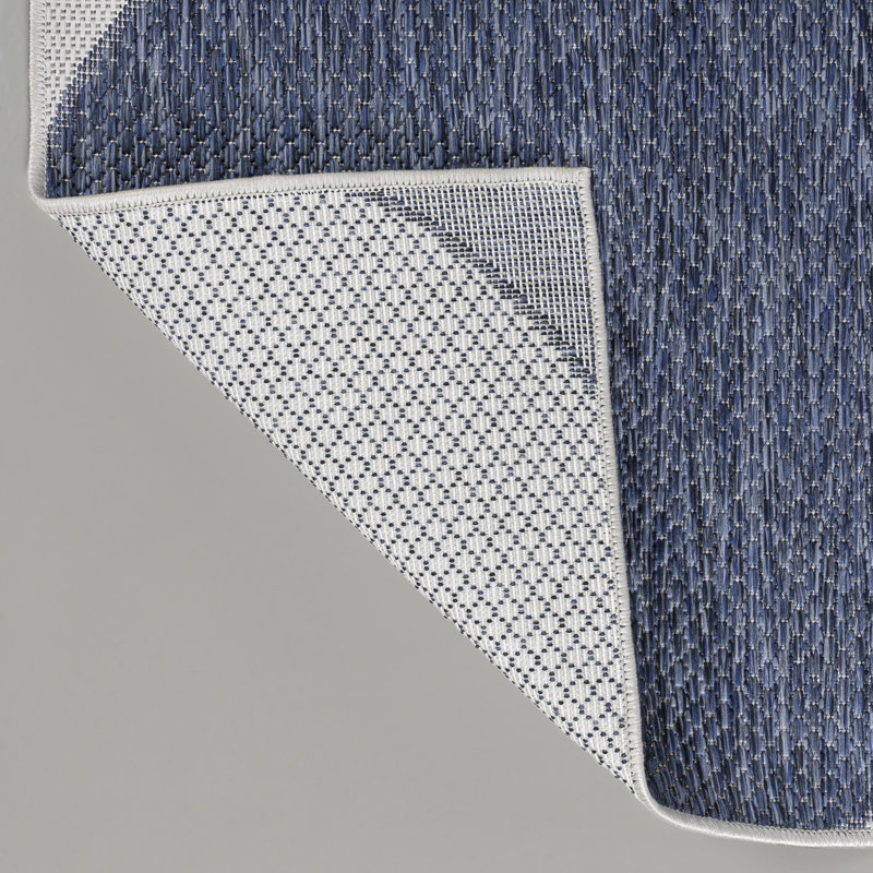 Oliver Modern Geometric Organic Shapes Navy/Cream Indoor/Outdoor Rug, Rectangle 7'10" x 10'