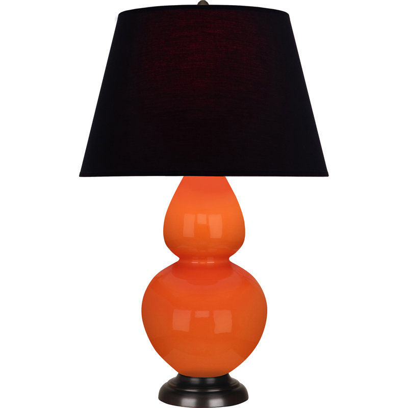 Lampe de table double gourde en céramique, Noir / Rouge, Citrouille vernie / bronze, Bronze