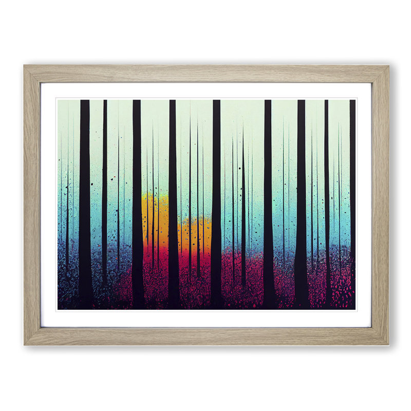 Splashed Forest Vol.7 Abstract - Single Picture Frame Painting, 46cm H x 64cm W x 2cm D, Oak Framed