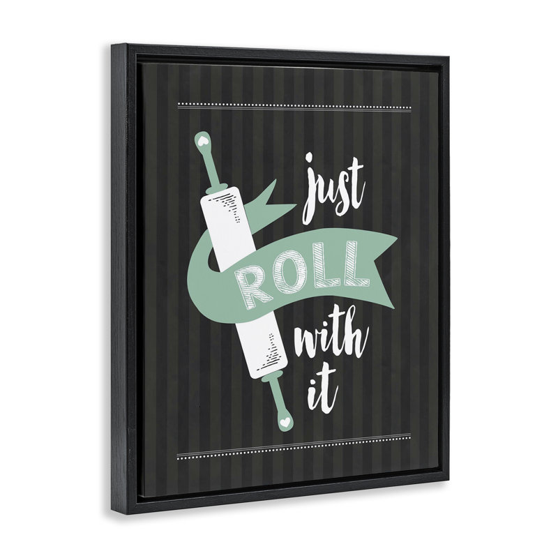 Rouleau avec cadre flottant noir, design par lettré et doublé, Cadre flottant noir de jais, H 21 po x l 17 po